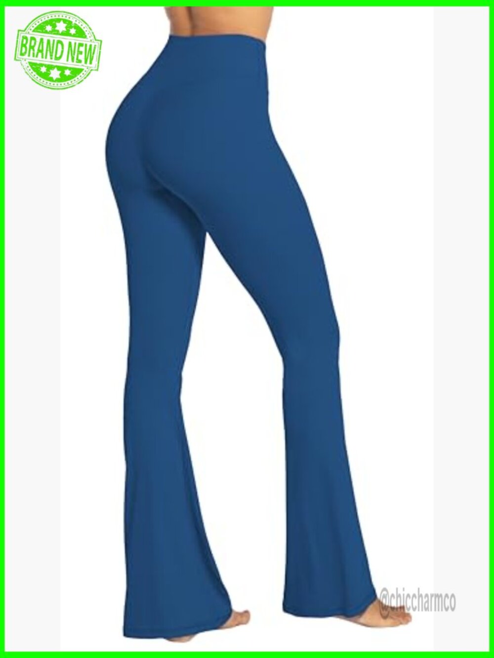 High-Waisted Flare Leggings with Tummy Control, Crossover Yoga Pants - Picture 3 of 7